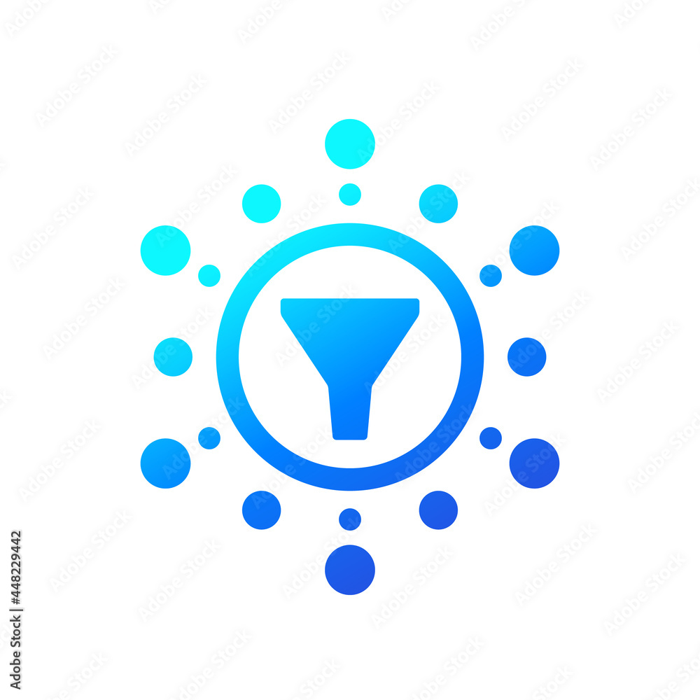 Poster data filtering icon with funnel
