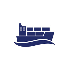 cargo container ship, maritime transport icon