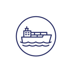 Obraz premium cargo ship with containers line icon