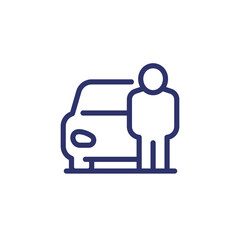 driver and car line icon