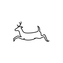 roe doe deer fawn running line art logo design vector illustration