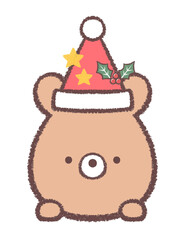 クマとクリスマスの帽子