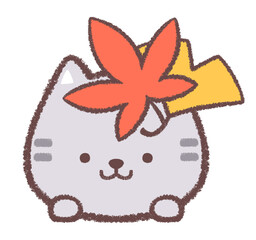 ネコと紅葉と銀杏