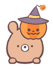 クマとハロウィンのカボチャ