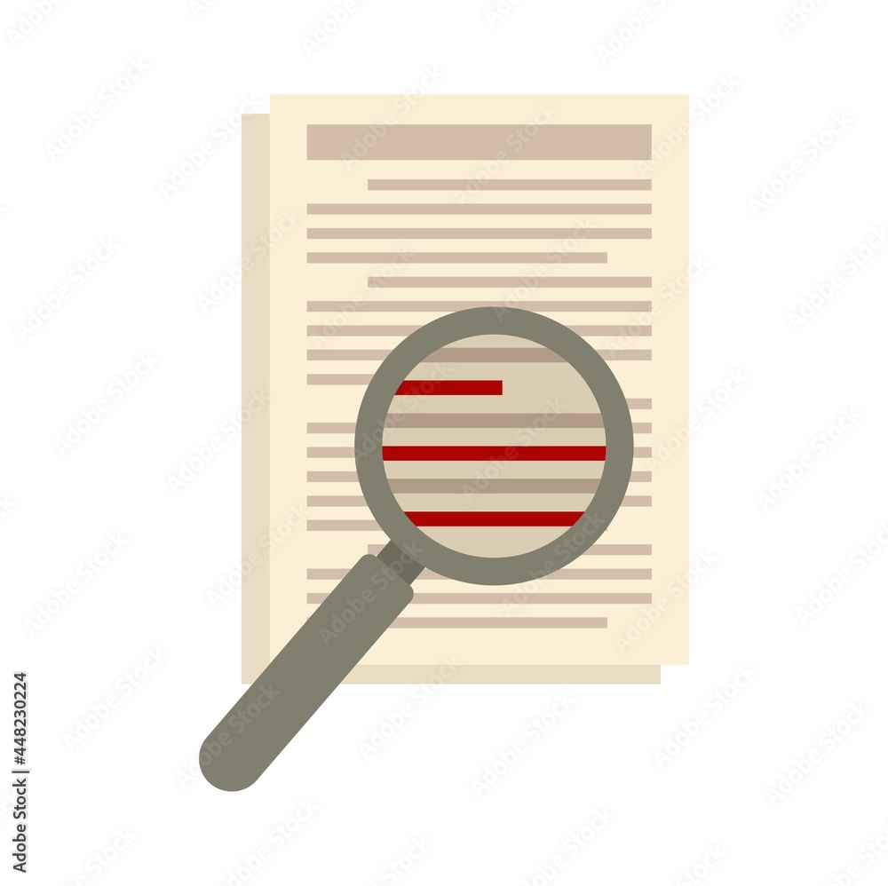 Poster magnifier text edit icon flat isolated vector