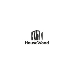 minimalist house with wood style logo design