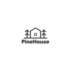 minimalist house with pines tree logo