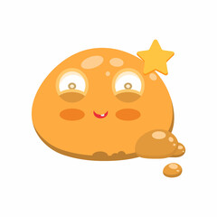 Slime Emoji. Fun yellow slime on white background. Vector illustration