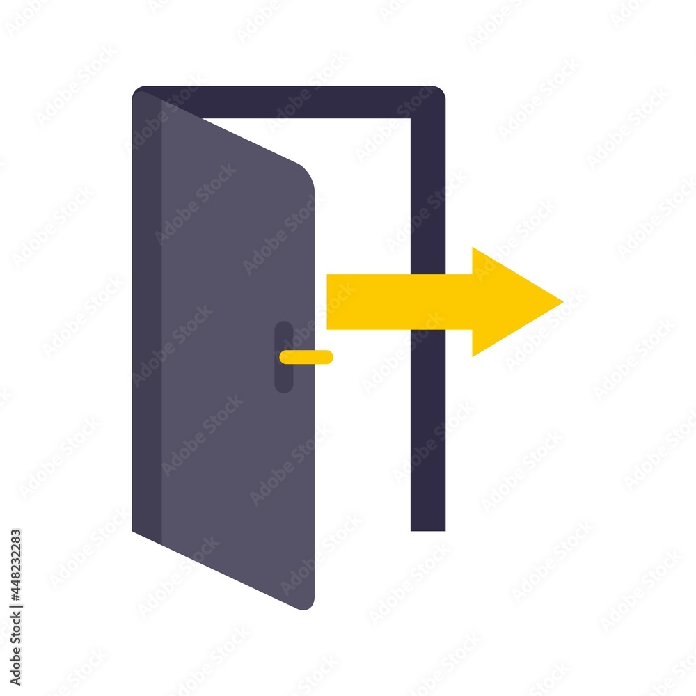 Poster direction of exit icon flat isolated vector