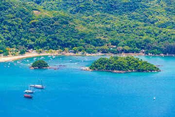 Obraz premium Big tropical island Ilha Grande Abraao beach panorama Brazil.