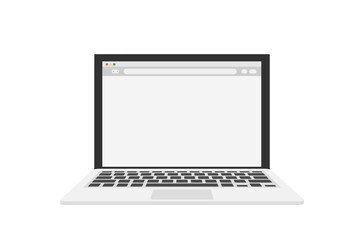 Laptop with blank browser window in a flat design