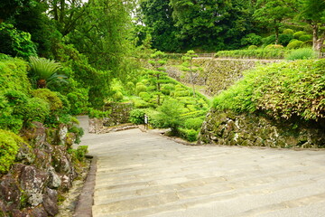 Path to Kochi Castle or Kochi-jo in Kochi, Japan - 日本 高知県 高知城 石段