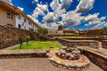 Peru. Cusco, historic city of the Inca Empire. Kusicancha - archeological excavations (remains of...