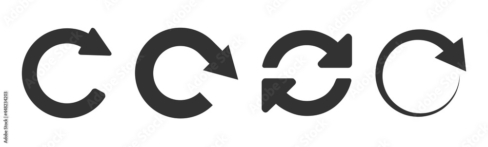 Poster set video play button like simple replay icon isolated on black and white.