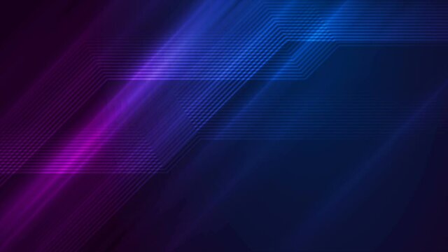 Blue purple glowing neon lines geometry abstract motion background. Seamless looping. Video animation Ultra HD 4K 3840x2160