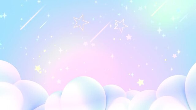 Looped pastel clouds and shooting stars animation.