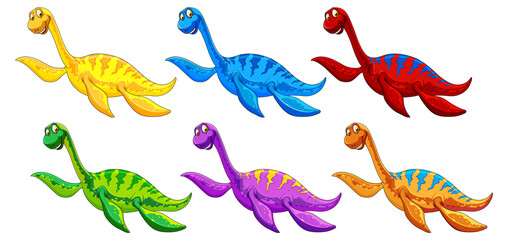 Set Pliosaurus Dinosaur Cartoon Character