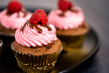 Chocolate raspberry cupcakes