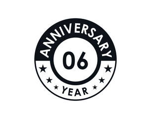 6 years anniversary badge vector design