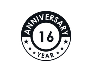 16 years anniversary badge vector design