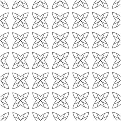 The geometric pattern with lines. Seamless vector backgrounds. White and black texture.with flower butterfly motif