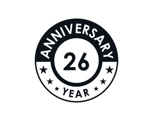 26 years anniversary badge vector design
