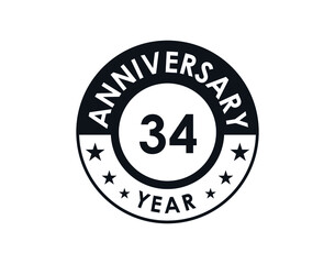 34 years anniversary badge vector design