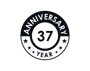 37 years anniversary badge vector design
