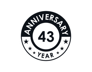 43 years anniversary badge vector design