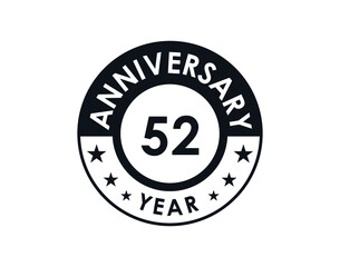 52 years anniversary badge vector design