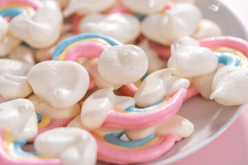 Unicorn meringue pops