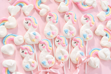 Unicorn meringue pops