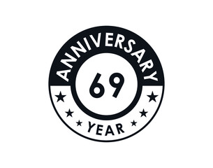 69 years anniversary badge vector design