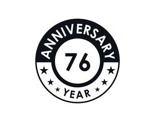76 years anniversary badge vector design