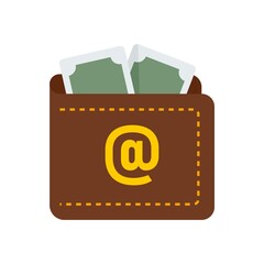 Internet money wallet icon flat isolated vector