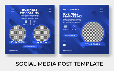 Online webinar for social media story. Square social media post template with photo collage isolated.