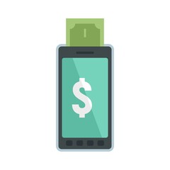 Smartphone cash money icon flat isolated vector