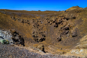 Crater. Views from volcano island Nea Kameni. Santorini - officially Thira and classic Greek Thera...