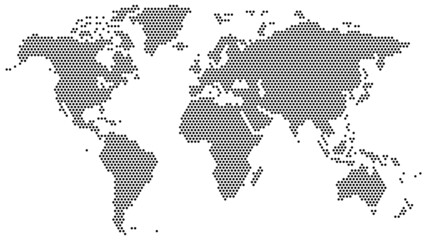 Flat map of the world consisting of a circles. Vector illustration.