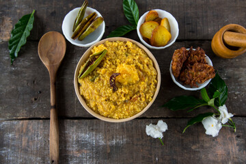 Dal khichadi or khichdi a delicious Indian recipe made of yellow dal or lentils and rice ....