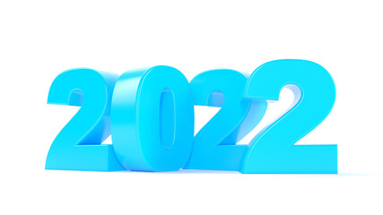 2022 3d render illustration blue pastel color New year