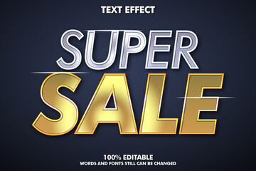 Silver and gold text effect, cinematic text effect, sale banner editable