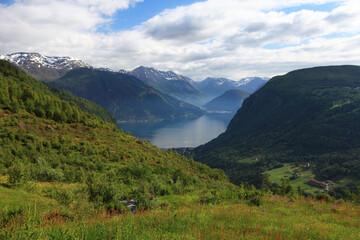 Eidsdal countryside and fjord, Norwegian Scenic Route Geiranger-Trollstigen 