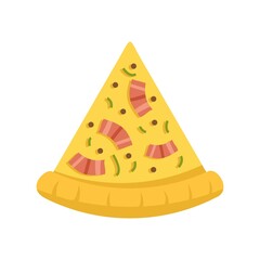 Fototapeta premium Baked pizza slice icon flat isolated vector