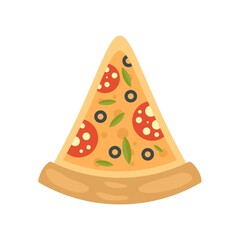 Pepperoni pizza slice icon flat isolated vector