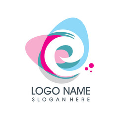 abstract e logo with color