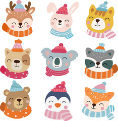 Winter Animals Clipart, Animals merry christmas