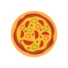 Tomato paprika pizza icon flat isolated vector
