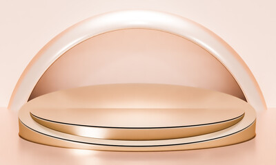 Scene with elegant shiny podium for mock up presentation in minimalism style with copy space, 3d render abstract background