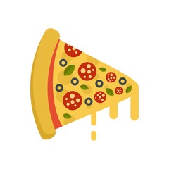 Hot pizza slice icon flat isolated vector